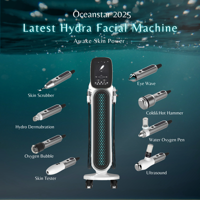Multifonctionnel 8 en 1 machine hydrafaciale pour le soin de la peau analyse de la peau par jet d'oxygène peeling hydrafacial machine de dermabrasion