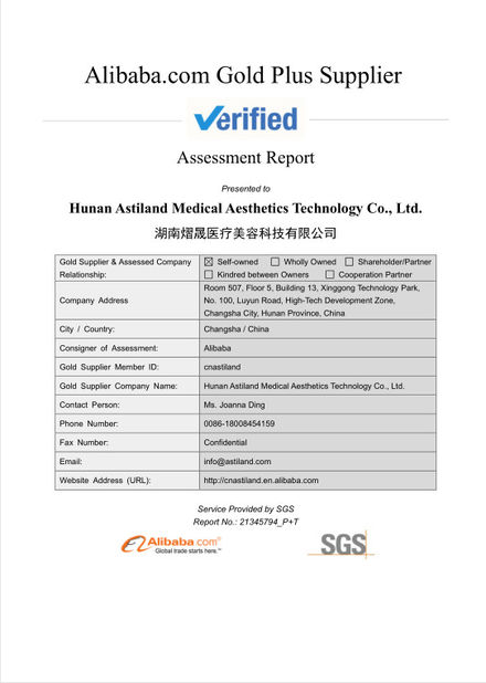 Chine Astiland Medical Aesthetics Technology Co., Ltd Certifications